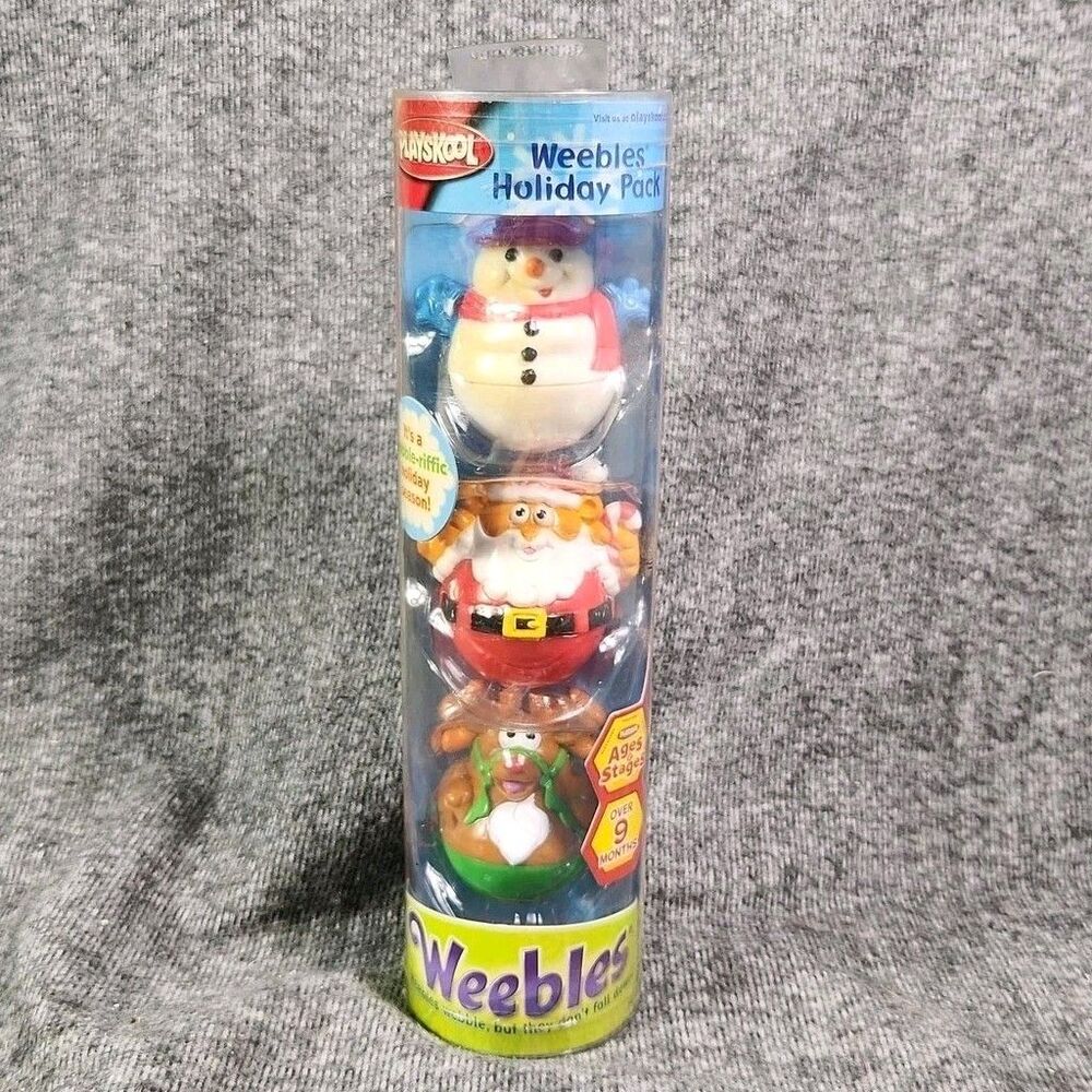 Playskool Weebles Holiday 3 Pack Wobbly Santa Wandy Reindeer - New Sealed